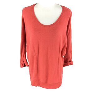 Chicos Womens Rabbit Hair Blend 3/4‎ Sleeve Sweater Size 2 Orange Knit Pullover